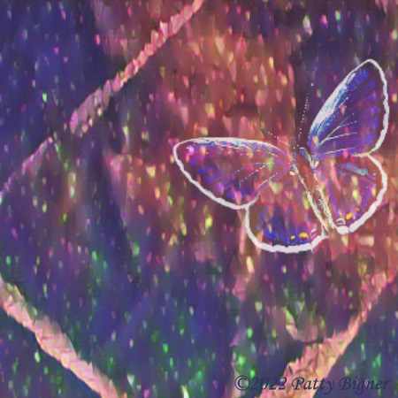 Dreamlike background with an outline of a butterfly