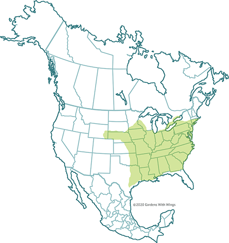 u.s. map highlighting where the Wild Indigo Duskywing is located